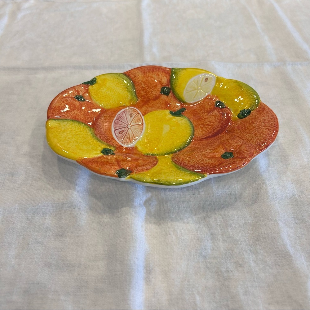 Vintage Lemons/Oranges Snack Plates Made in Italy 8209 Hors Dourves Garnishes